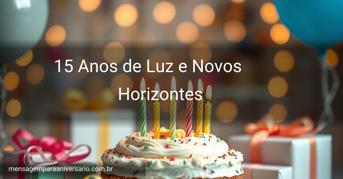 Uma cena festiva de aniversário com bolo, velas, balões e decoração iluminada.