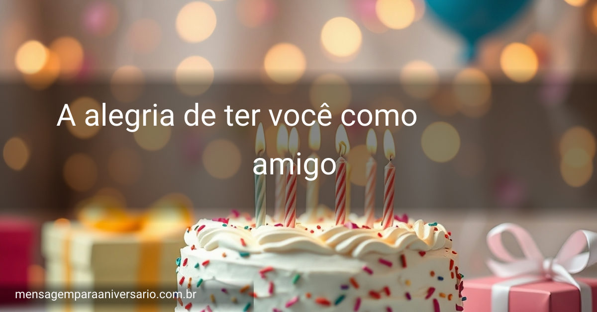Cena festiva de aniversário com bolo, velas, balões, confete e presentes.