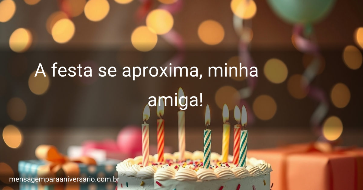 Uma cena festiva de aniversário com bolo, velas acesas, balões coloridos, confete espalhado e luzes bokeh.