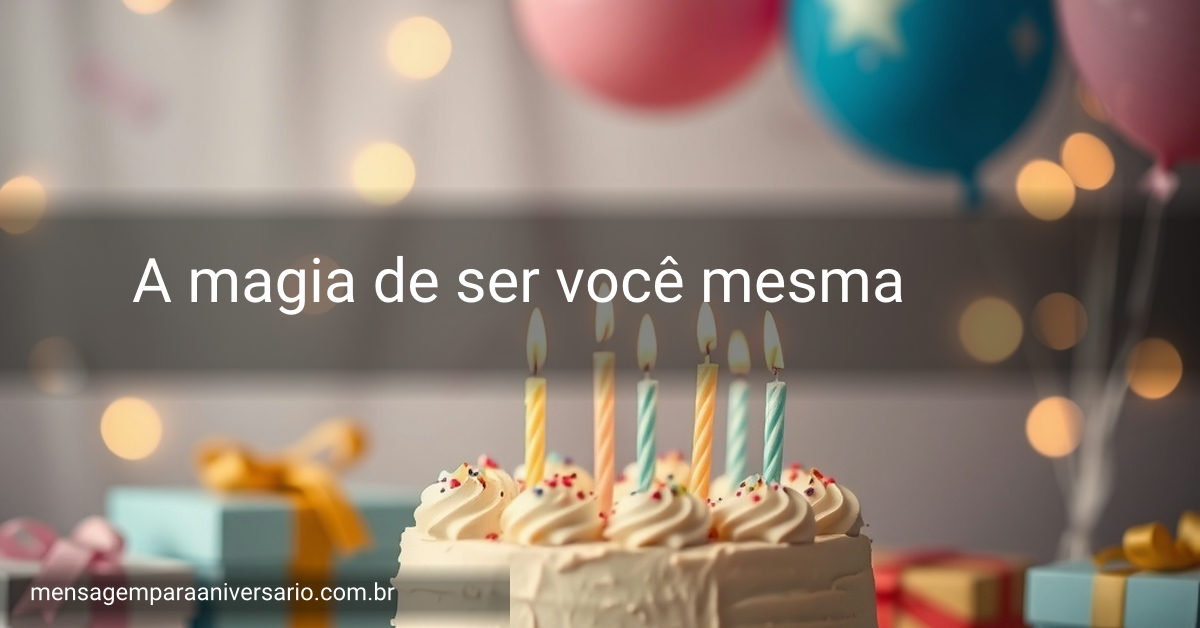 Cena festiva de aniversário com bolo, velas, balões coloridos e confetes.