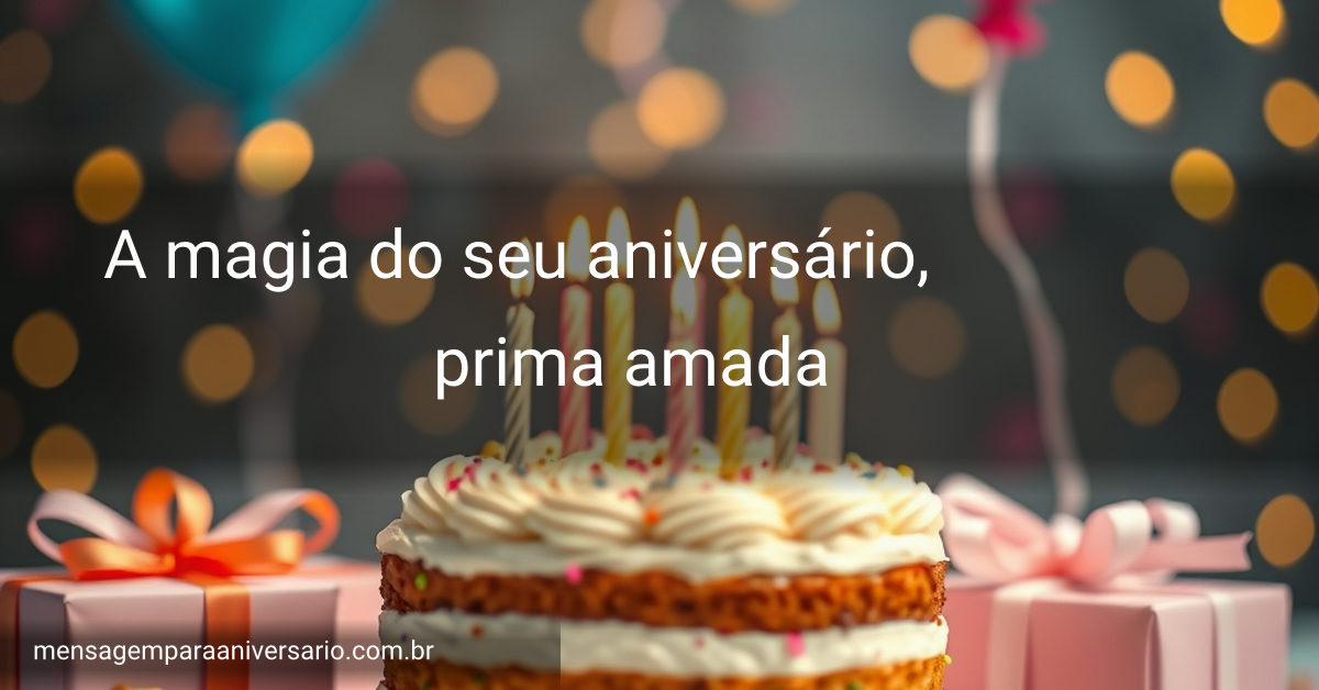 Decoração festiva com balões, bolo de aniversário e confetes, criando um ambiente alegre.