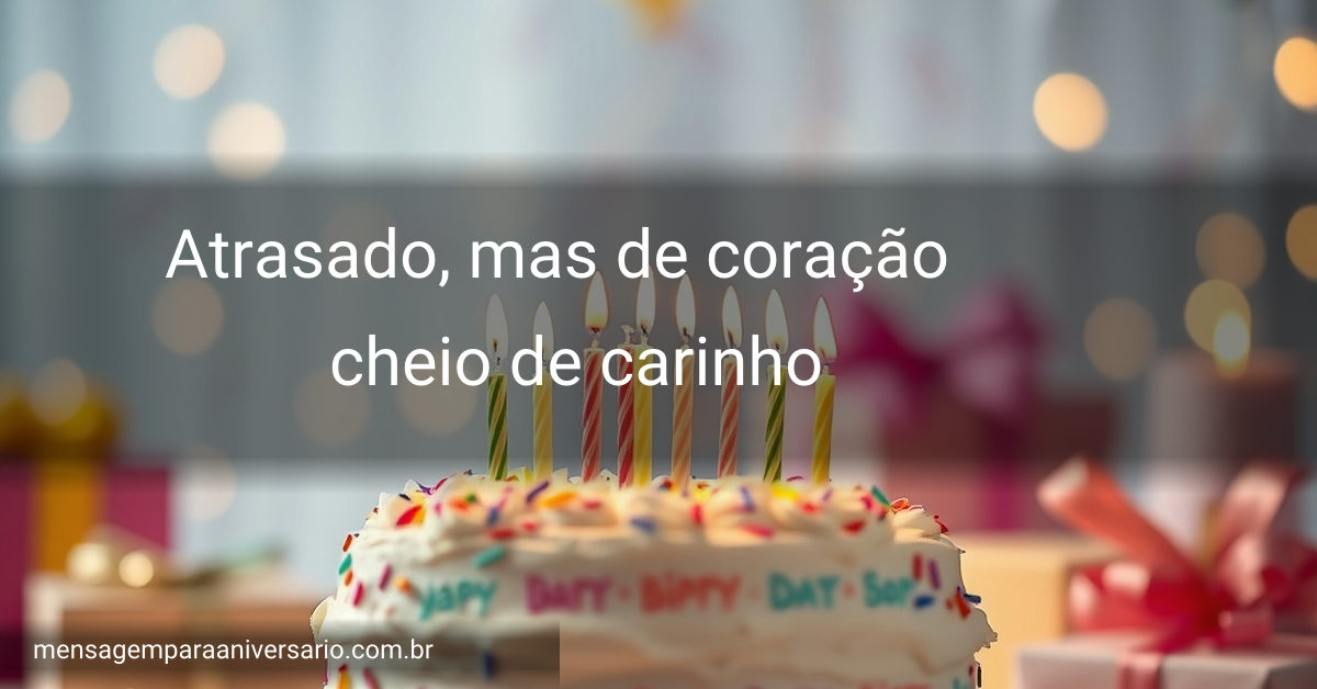 Cena festiva de aniversário com bolo, velas, balões, confete e presentes.