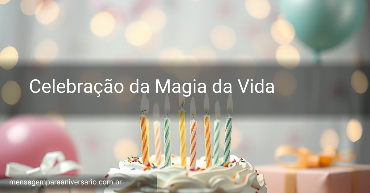 Uma cena festiva de aniversário com bolo, velas, balões e confete.