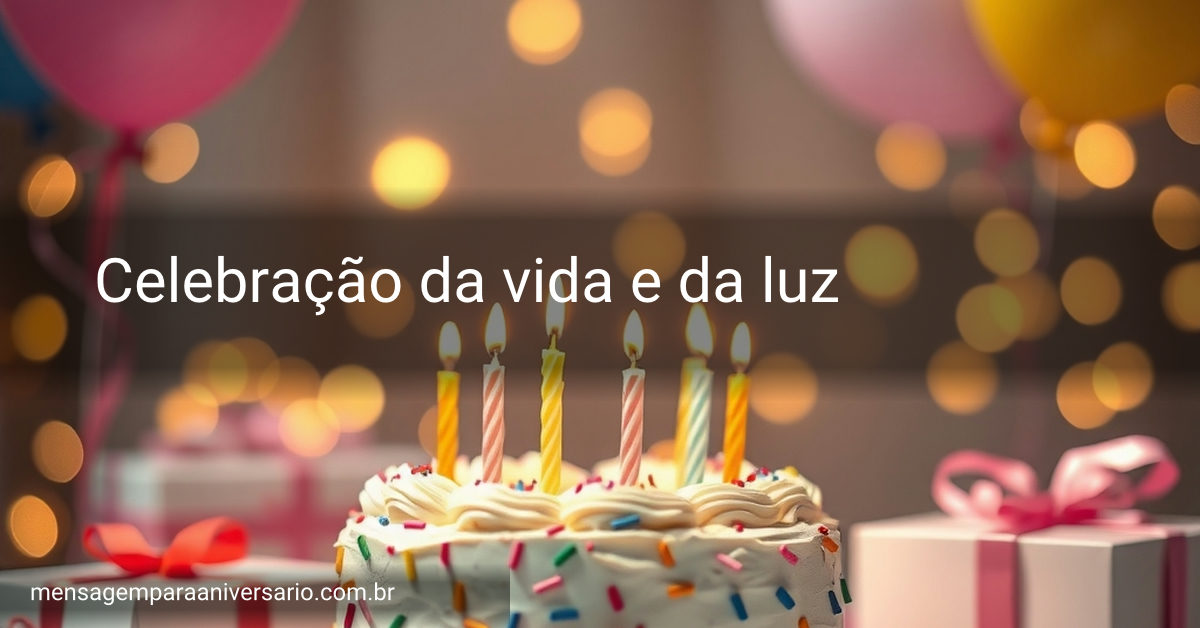 Uma cena festiva de aniversário com bolo, velas, balões, confete e luzes bokeh.