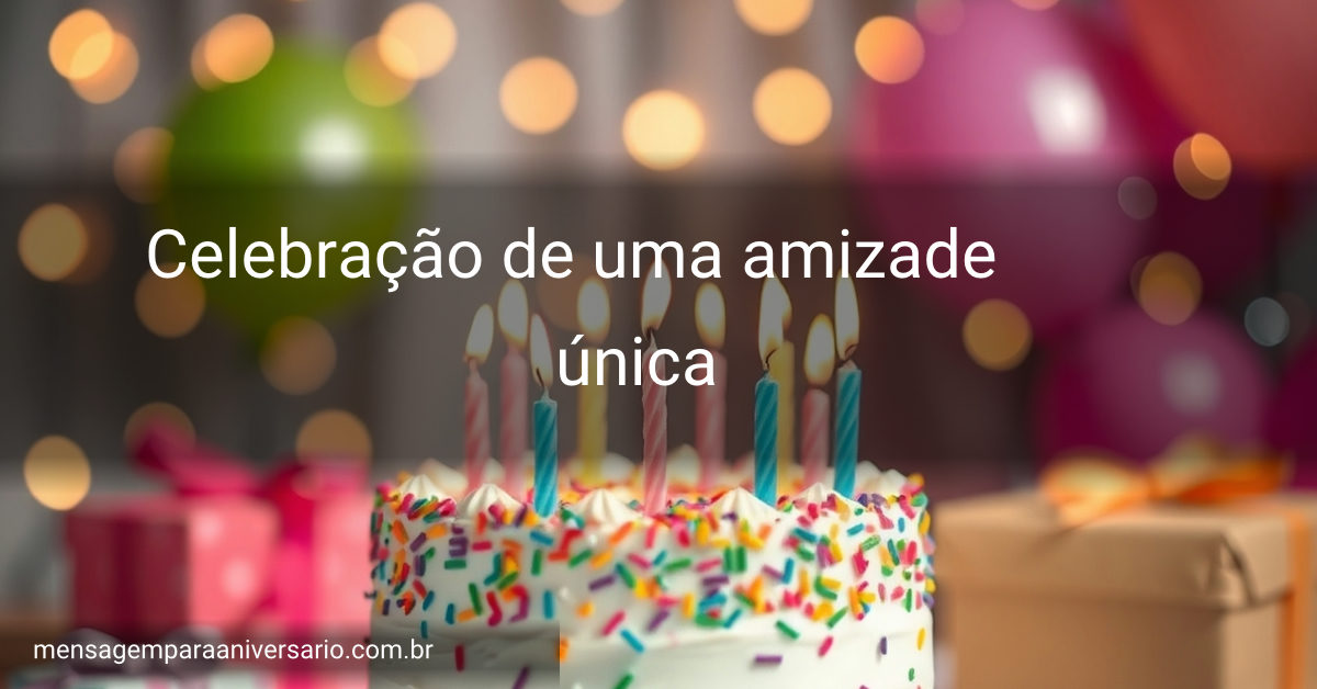 Uma cena festiva de aniversário com um bolo colorido, velas acesas, balões, confetes e luzes brilhantes.