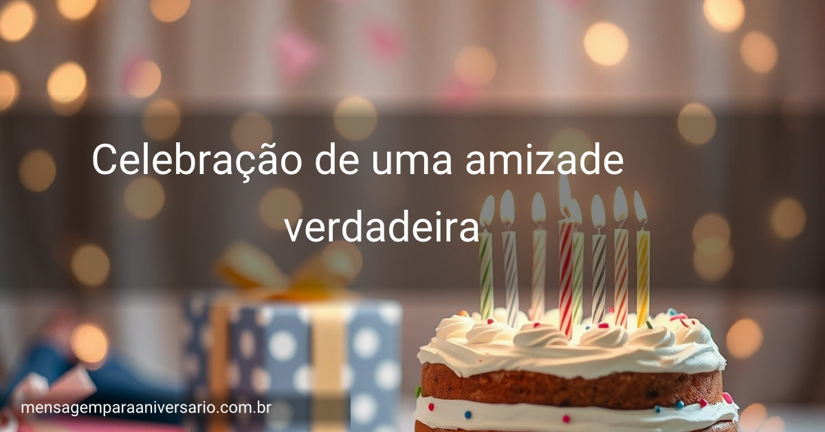 Uma linda cena de festa de aniversário com um bolo decorado, velas acesas, balões coloridos, confete brilhante e presentes em um ambiente iluminado.