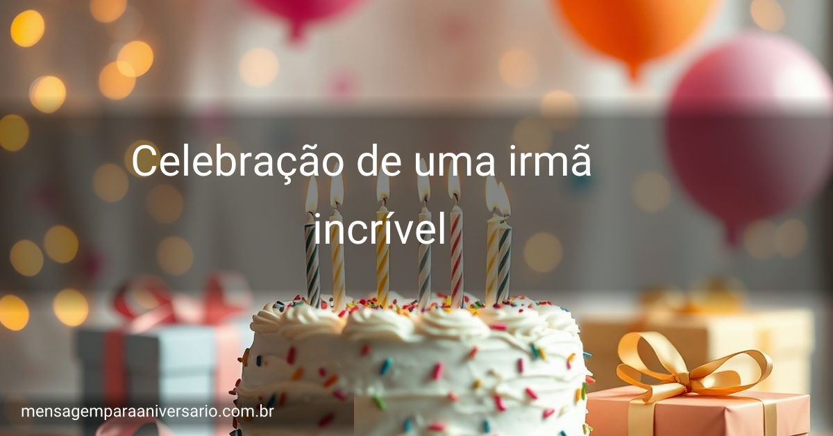 Uma mesa de aniversário decorada com um bolo colorido, balões e presentes.