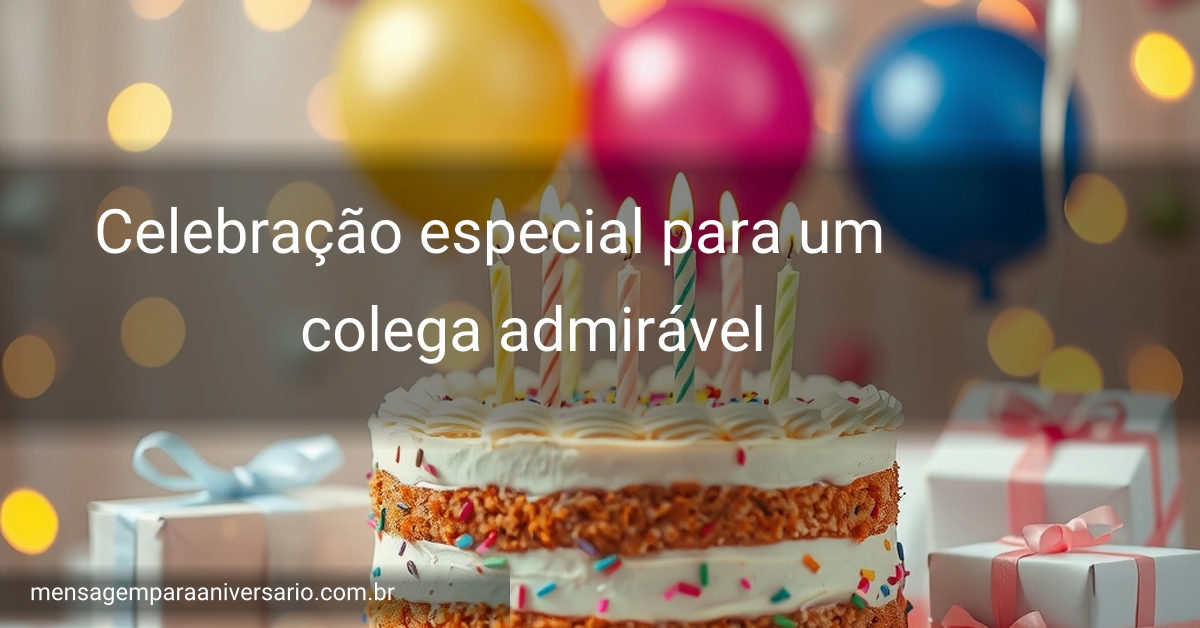 Cena festiva de aniversário com bolo, velas, balões, confete e presentes, sem pessoas.
