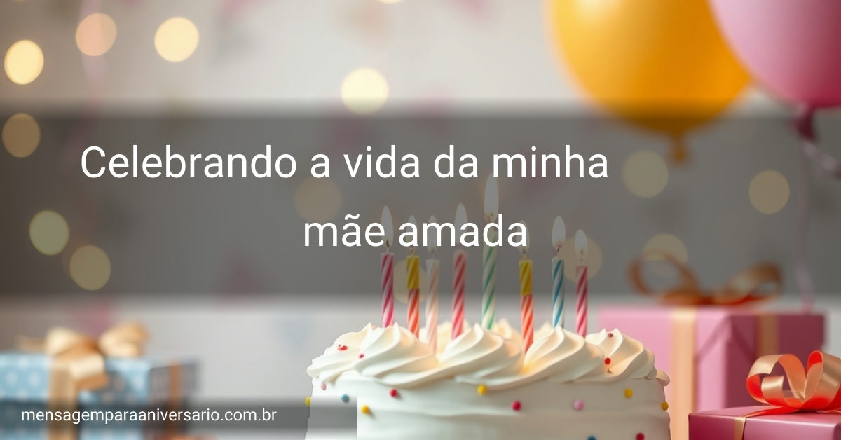 Cena festiva de aniversário com bolo, velas, balões, confetes e presentes.