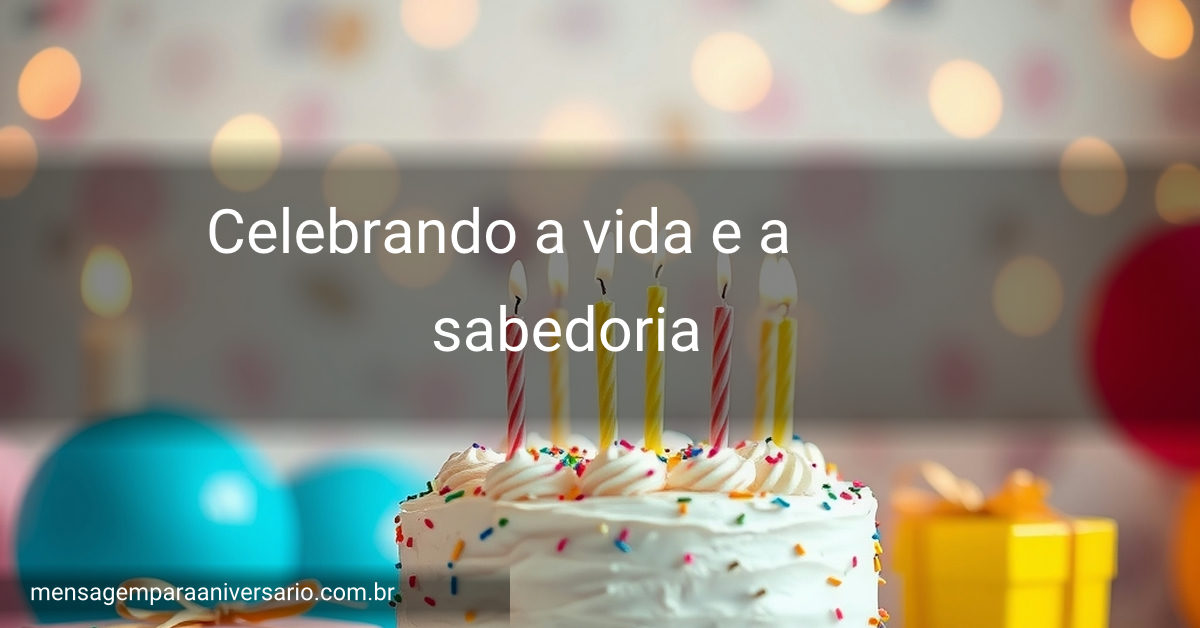Uma mesa decorada para aniversário com bolo, velas acesas, balões coloridos e confetes, sem pessoas.