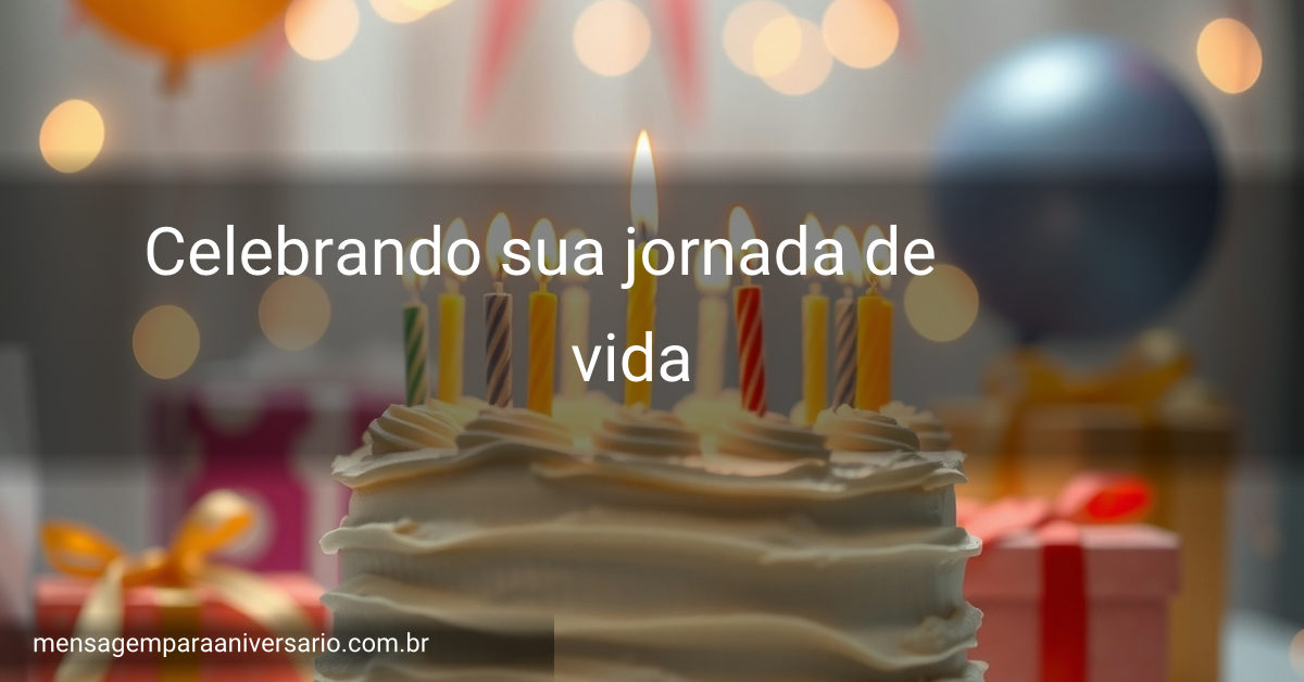 Cena festiva de aniversário com bolo, velas e luzes suaves.
