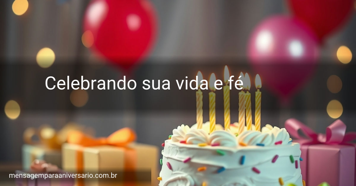 Cena festiva de aniversário com bolo decorado, velas acesas, balões coloridos e confete, criando um ambiente alegre.