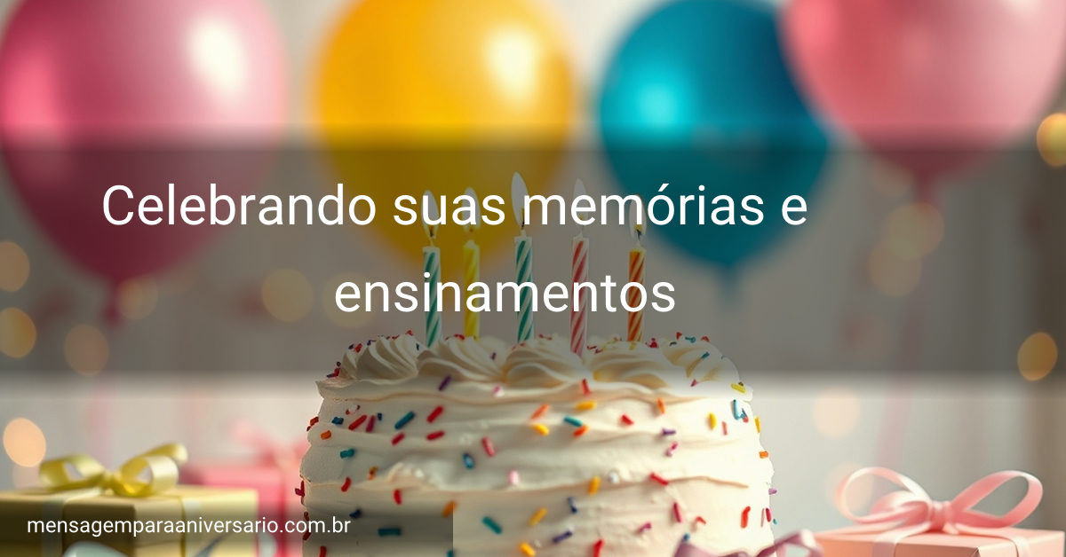 Um cenário de festa de aniversário com um bolo, velas acesas, balões variados e confetes.