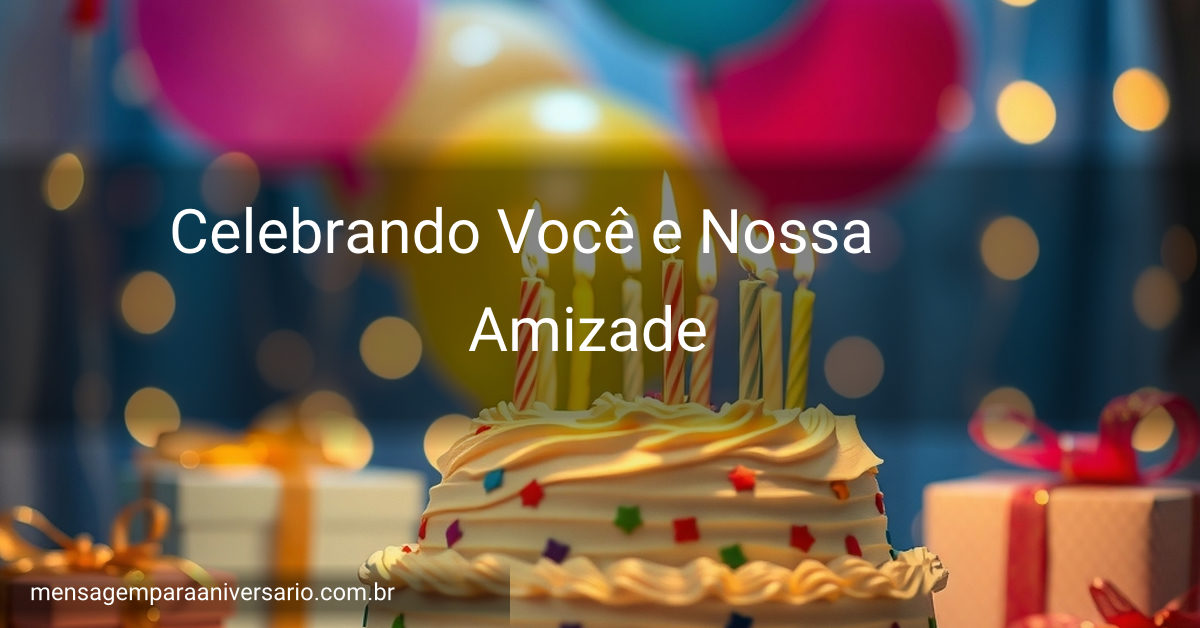 Cena festiva de aniversário com bolo, velas, balões e luzes bokeh.