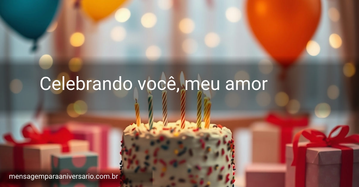 Um cenário de aniversário aconchegante com uma mesa lindamente decorada, balões coloridos e iluminação suave, capturando uma atmosfera festiva e acolhedora.