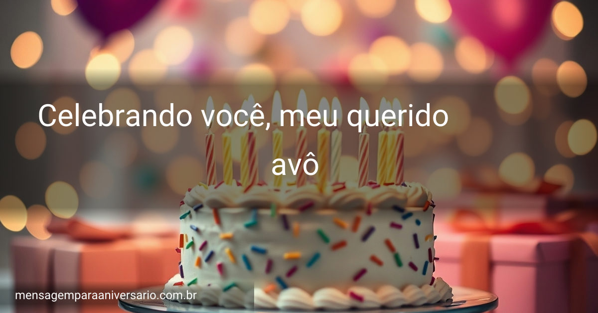 Cena festiva de aniversário com bolo, velas, balões, confete e luzes bokeh.