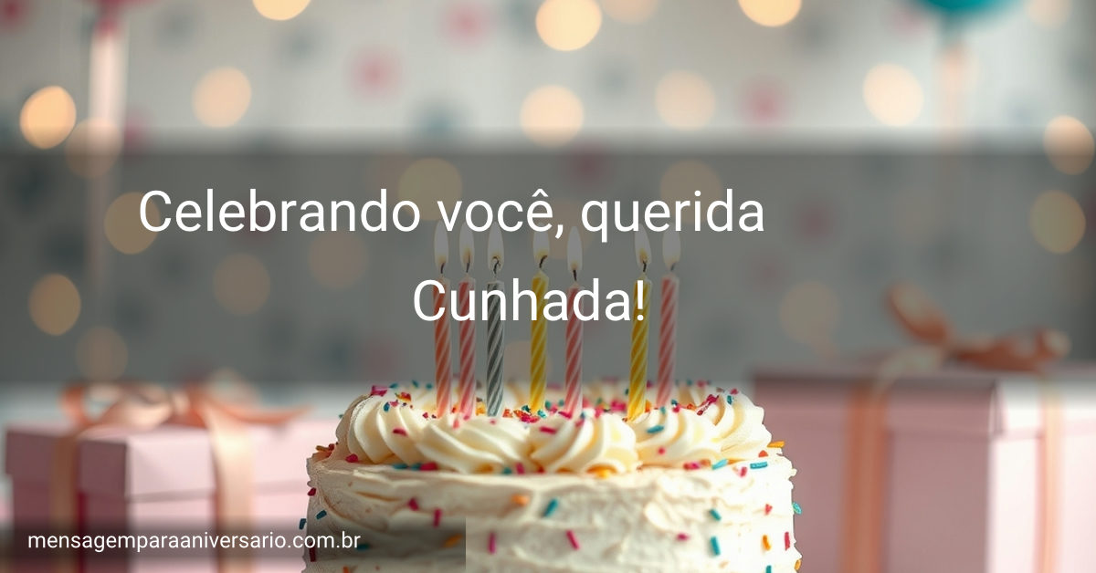 Cenário festivo de aniversário com bolo, velas, balões, confete e presentes.