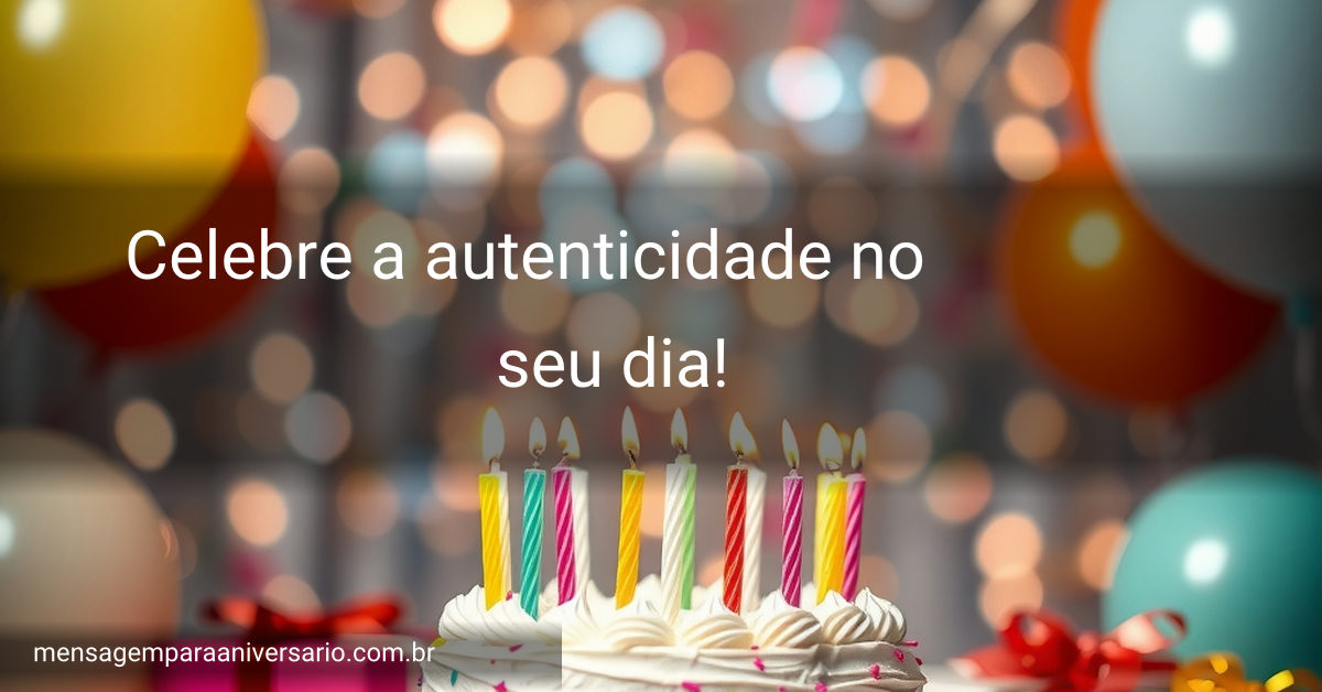 Cena festiva de aniversário com bolo, velas, balões, confete e luzes brilhantes.
