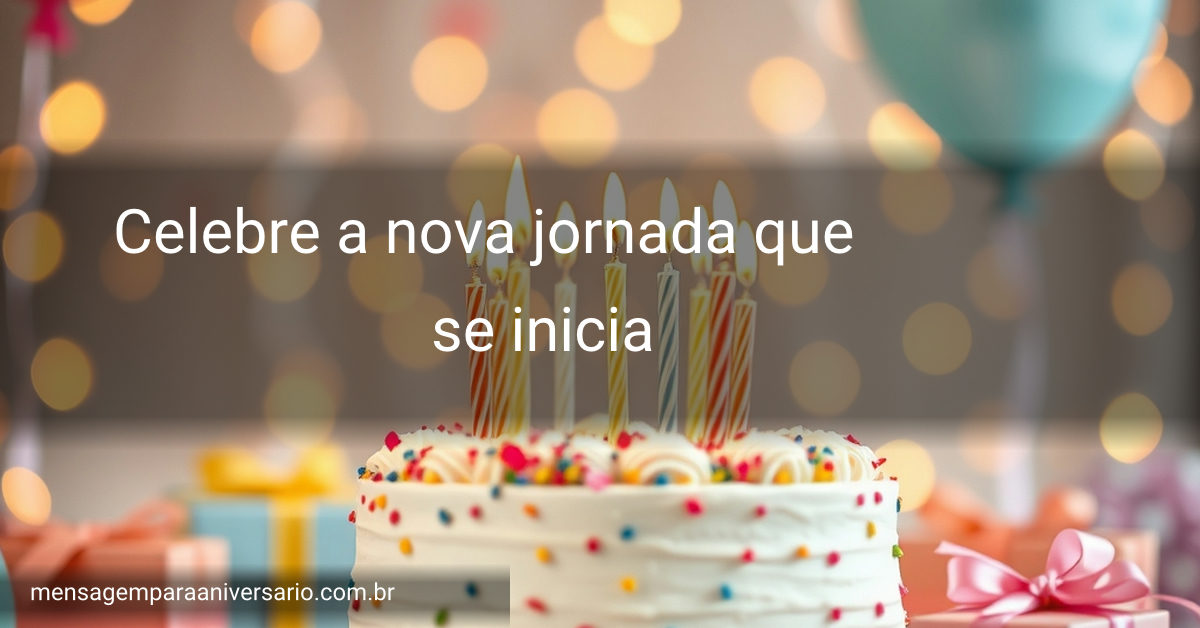 Uma cena festiva de aniversário com bolo, velas, balões, confete e luzes bokeh.