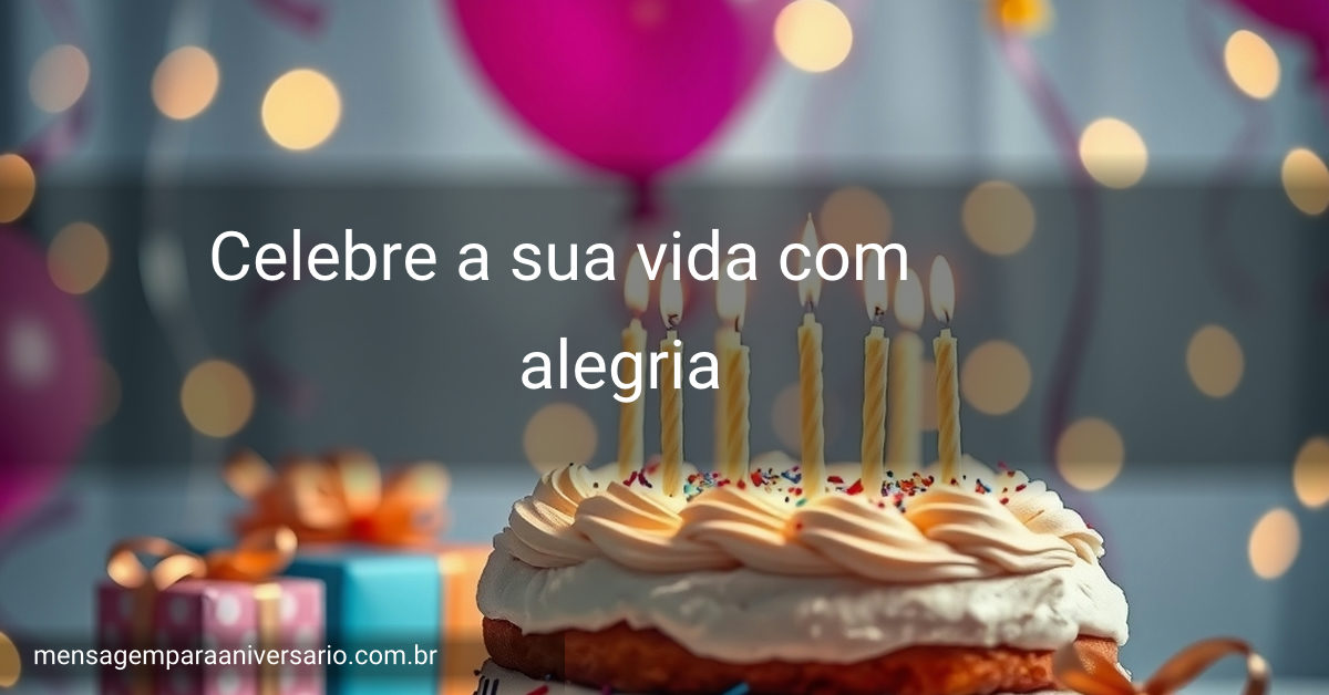 Cena festiva de aniversário com bolo, velas, balões, confete e luzes bokeh.