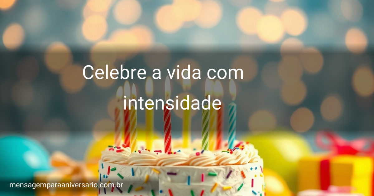Uma cena de aniversário festiva com um bolo colorido, velas acesas, balões vibrantes, confete espalhado e luzes bokeh brilhantes.