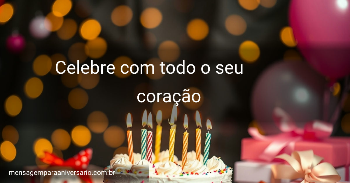 Uma mesa decorada com um bolo de aniversário colorido, balões e presentes.