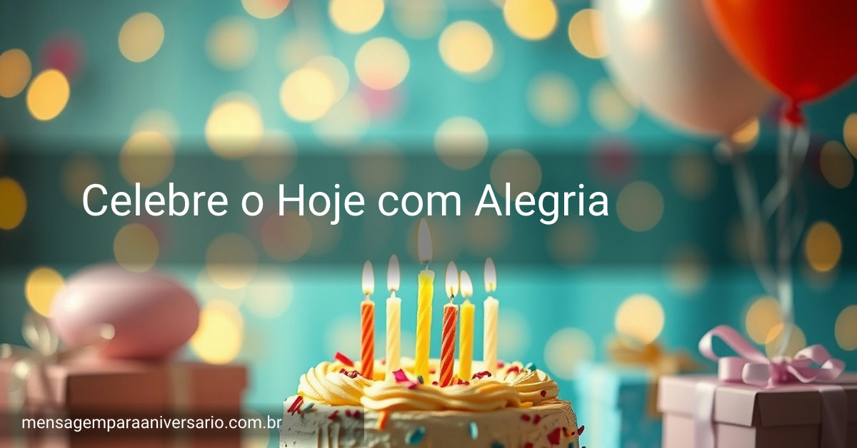 Uma cena festiva de aniversário com bolo, velas, balões, confete e luzes bokeh.