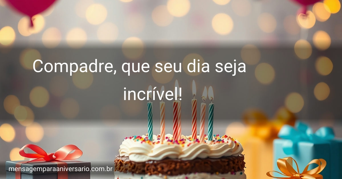 Cena festiva de aniversário com bolo, velas, balões, confete e presentes.