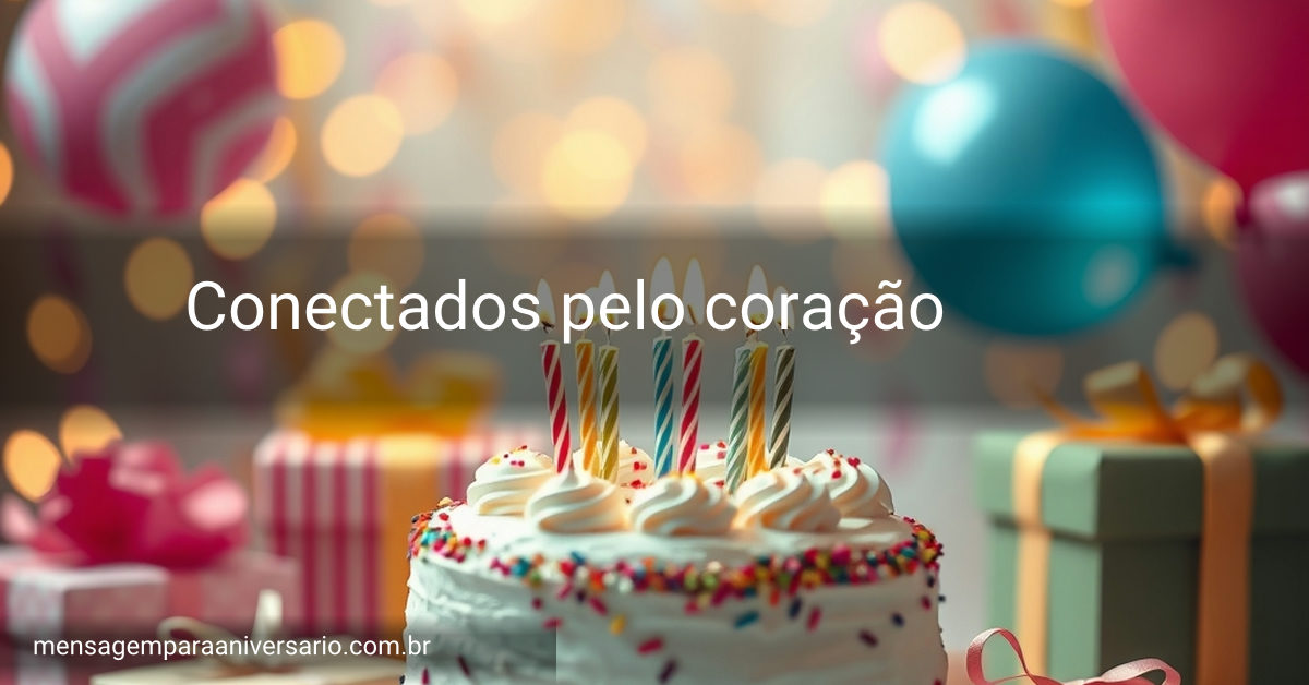 Cena festiva de aniversário com bolo, velas, balões coloridos, confete e presentes.