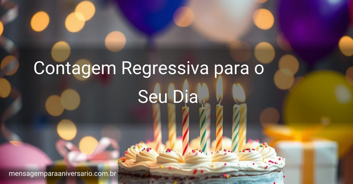 Uma cena festiva de aniversário com bolo, velas, balões e confetes.