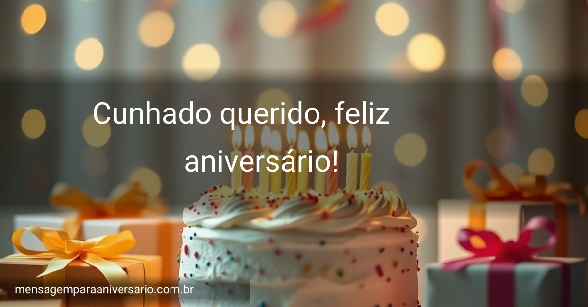 Cena festiva de aniversário com bolo, velas, balões, confetes e presentes.