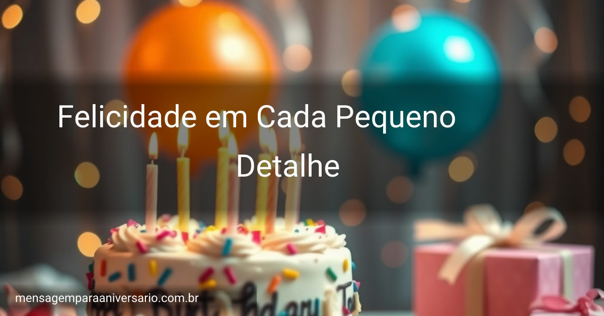 Ambiente festivo de aniversário com bolo, velas, balões de várias cores, confete espalhado, presentes decorados e luzes desfocadas.
