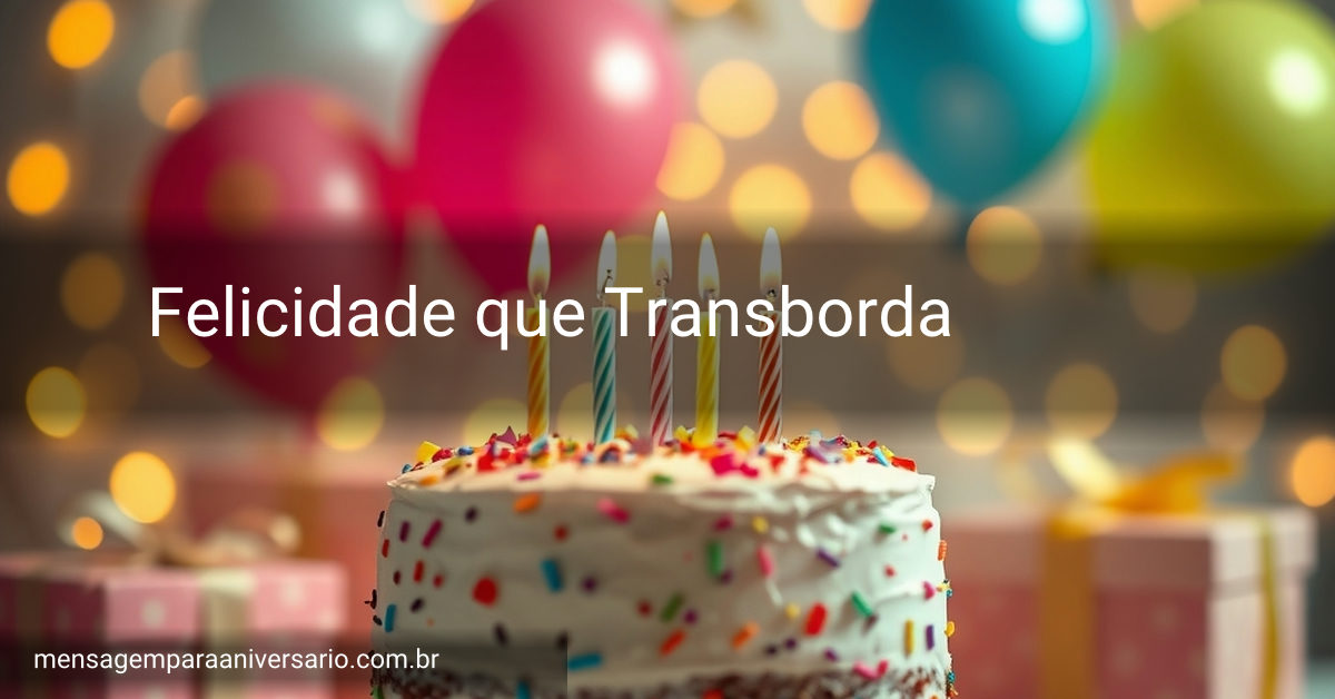 Cena festiva de aniversário com um bolo decorado, velas acesas, balões coloridos e confete, com luzes bokeh ao fundo.