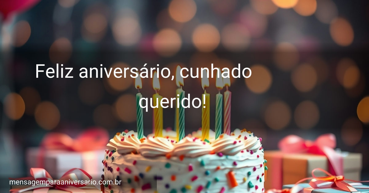 Mesa decorada para aniversário com bolo colorido, balões e presentes.