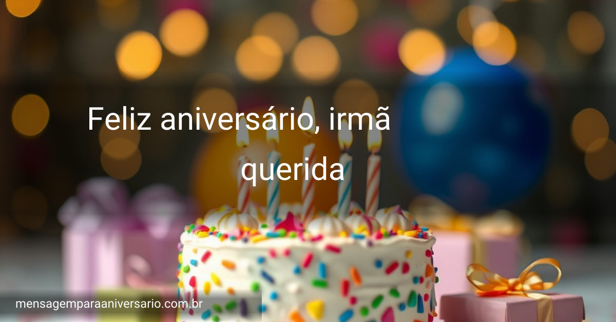 Cena festiva de aniversário com bolo colorido, velas acesas e balões coloridos.