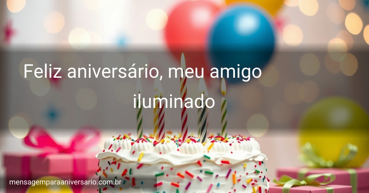 Cena festiva de aniversário com bolo decorado, velas acesas, balões coloridos, confete espalhado e luzes desfocadas.