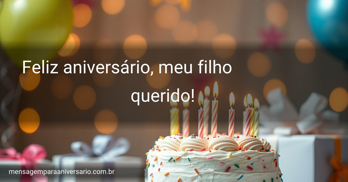 Uma linda mesa de aniversário com um bolo cheio de velas, balões coloridos flutuando e confetes brilhantes ao redor, criando um clima alegre e festivo.
