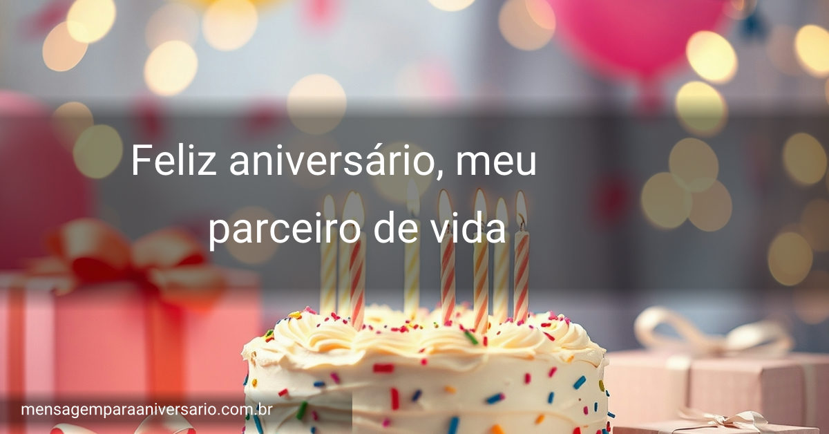 Cena festiva de aniversário com bolo, velas, balões, confete e presentes.
