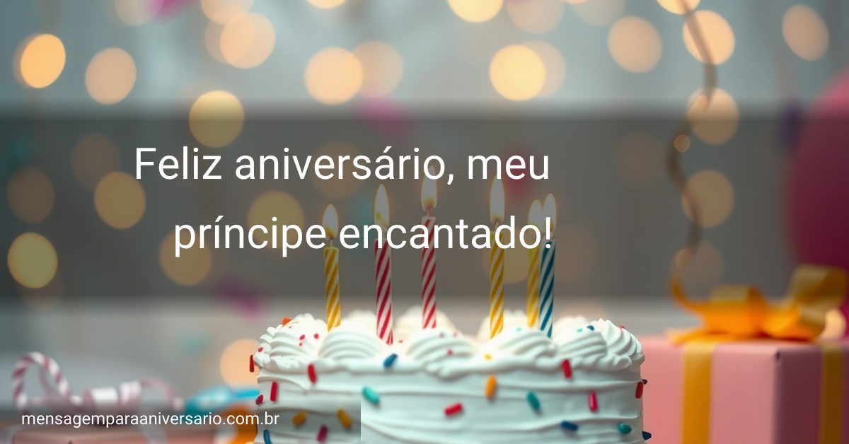 Cena festiva de aniversário com bolo colorido, velas, balões flutuantes, confetes e luzes piscantes.
