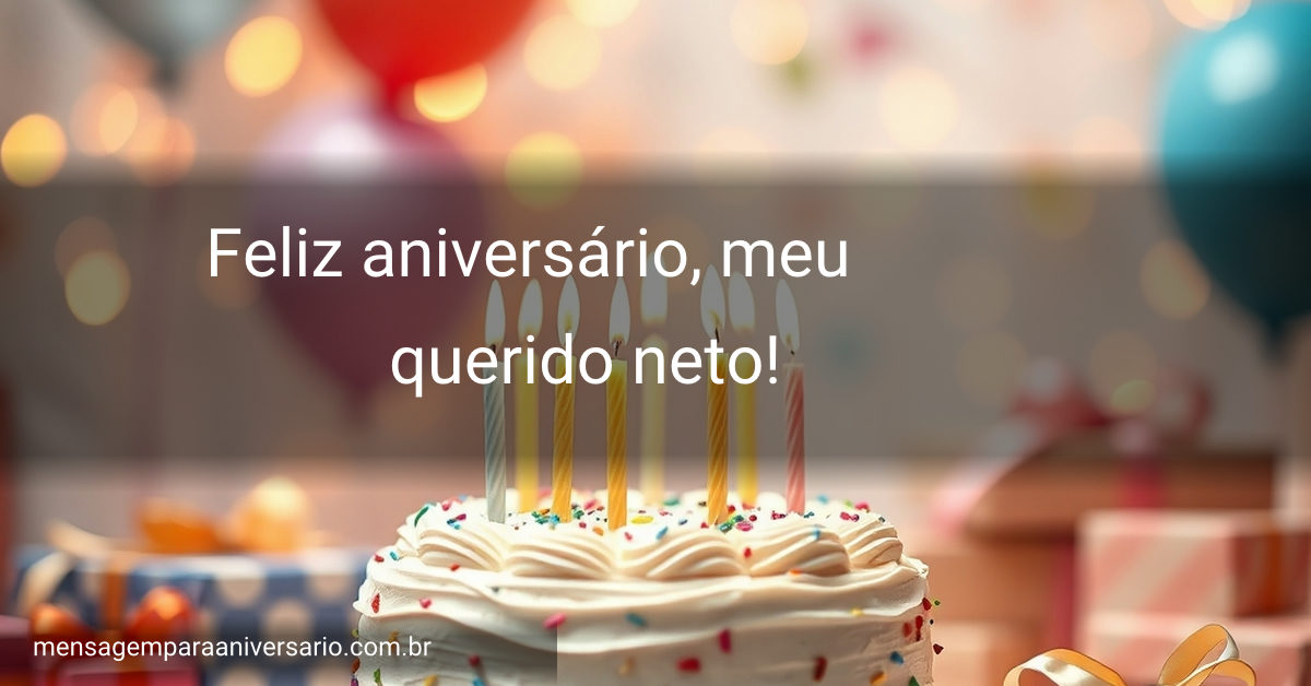Cena festiva de aniversário com bolo, velas, balões coloridos e presentes.