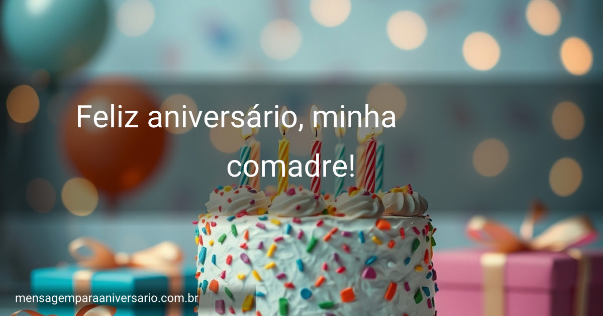 Um cenário festivo com um bolo de aniversário, balões, confetes coloridos e luzes suaves, criando uma atmosfera alegre.