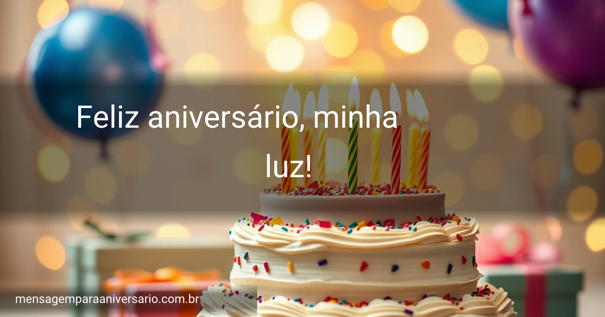 Cena festiva de aniversário com bolo, velas, balões e confete.