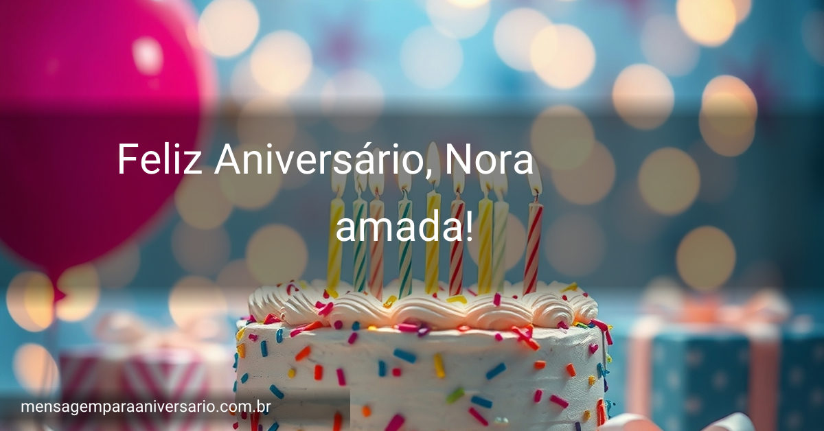 Uma cena festiva de aniversário com um bolo colorido, velas acesas, balões coloridos, confete e luzes bokeh.