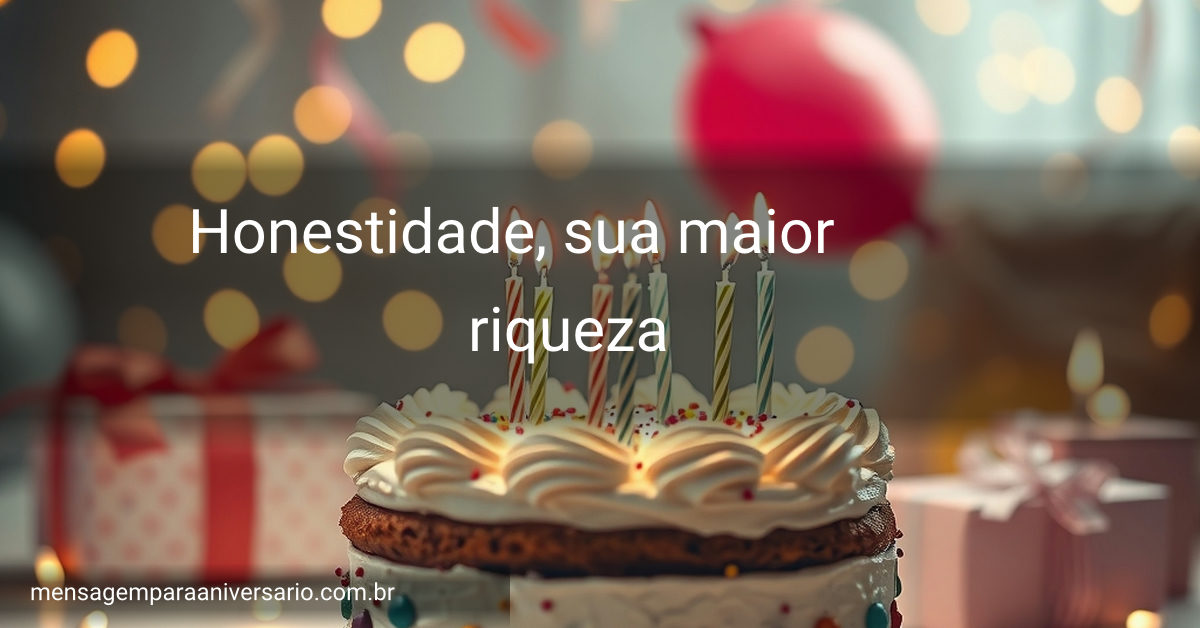 Cena festiva de aniversário com um bolo, velas acesas, balões coloridos, confetes e luzes piscando.