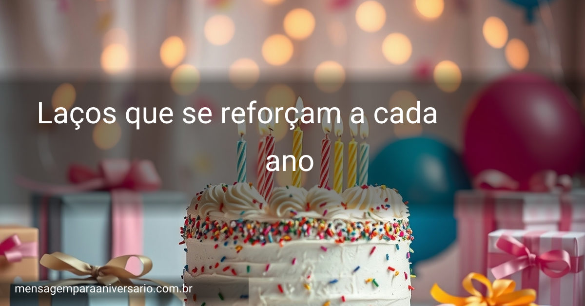 Cena festiva de aniversário com bolo saboroso, várias velas, balões variados, confetes coloridos, presentes embrulhados e um fundo com luzes foscas.