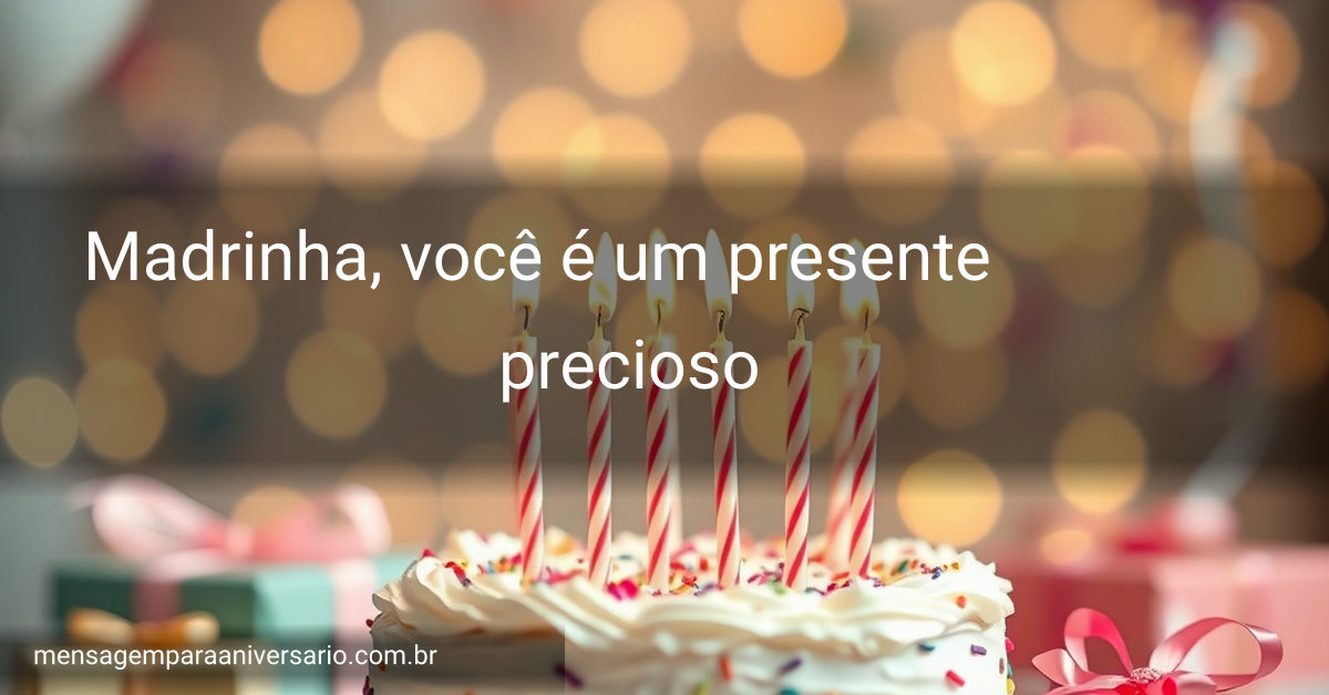 Mesa decorada com bolo de aniversário, velas acesas, balões coloridos e presentes.
