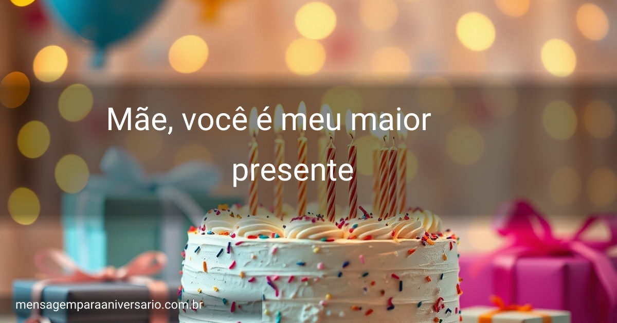 Cena de aniversário com bolo, velas, balões, confetes e presentes.