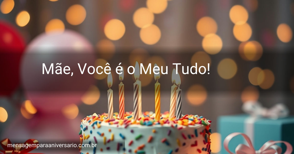 Cena festiva de aniversário com bolo colorido, velas acesas, balões, confetes e luzes desfocadas