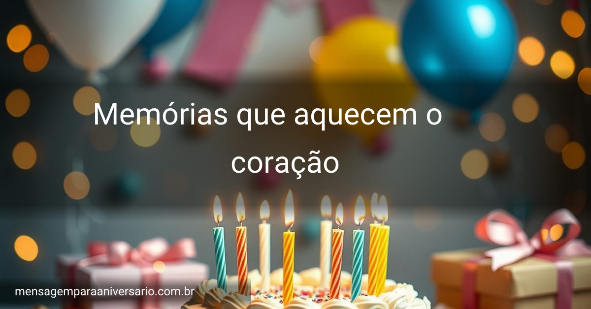 Cena festiva de aniversário com bolo, velas, balões e confetes.