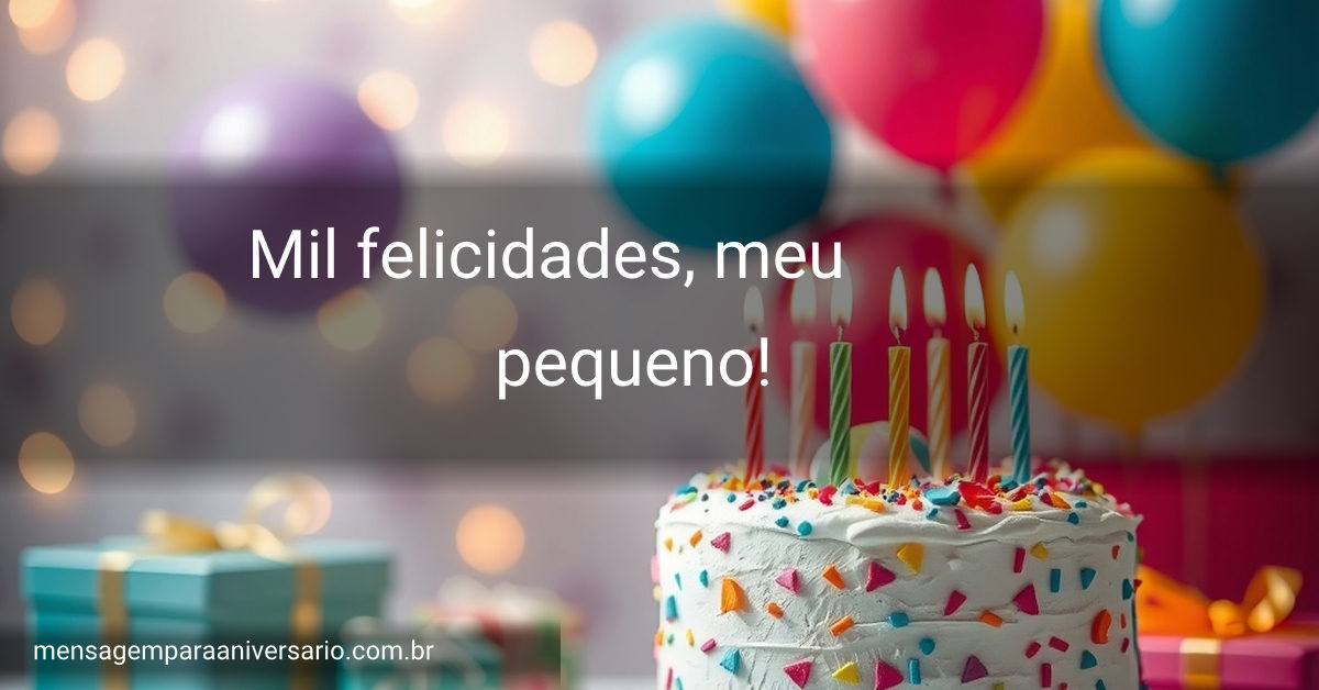 Cena festiva de aniversário com bolo colorido, balões, confetes e luzes.